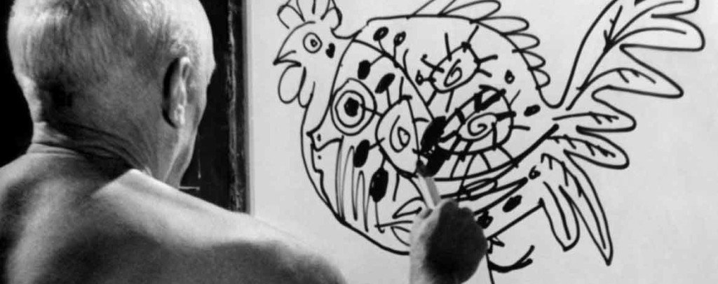 Pablo Picasso disegna un gallo