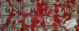 Dollari sporchi di vernice rossa