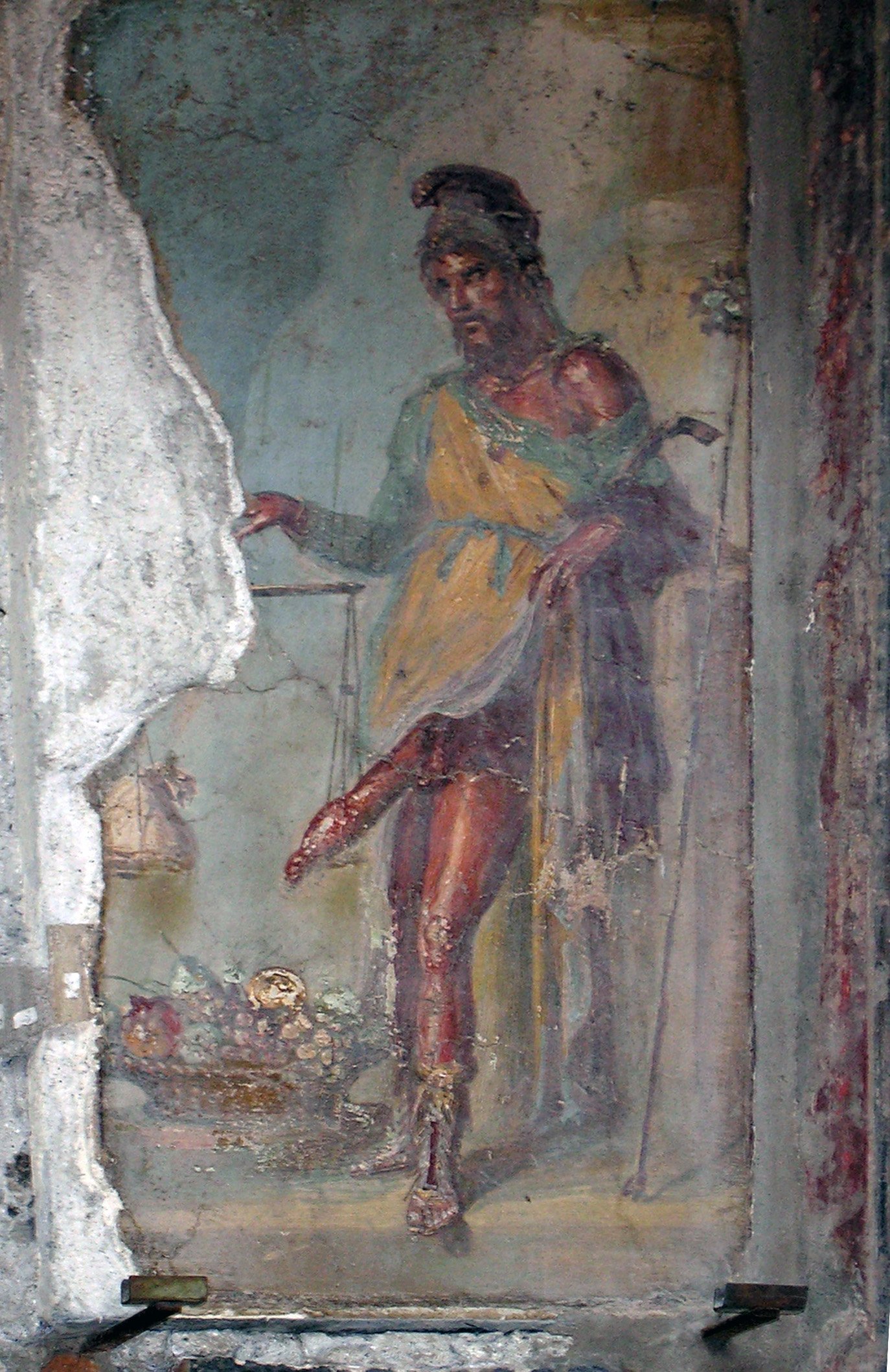Affresco di Priapo che pesa il fallo su una bilancia, Casa dei Vettii, Pompei
